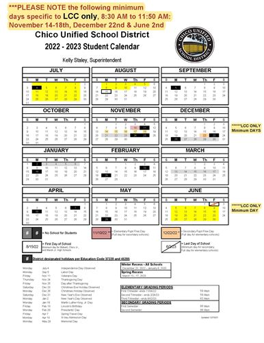 LCC Student Calendar- for assistance call 530-891-3285